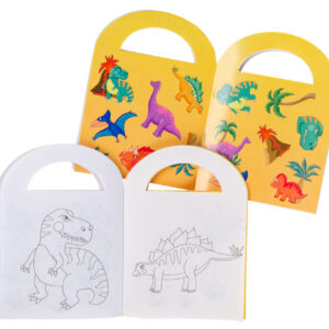 kleurboekje dinosaurussen tekeningen stickers